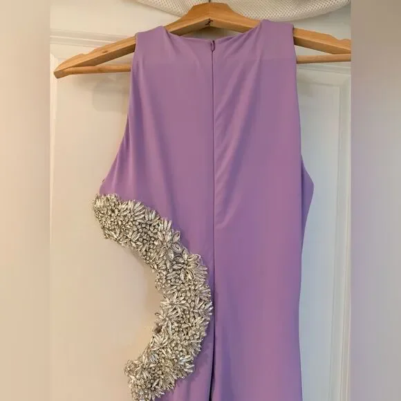 NWOT BRONX AND BANCO Camila Lilac Rhinestone Cutout Maxi Dress - Picture 12 of 15